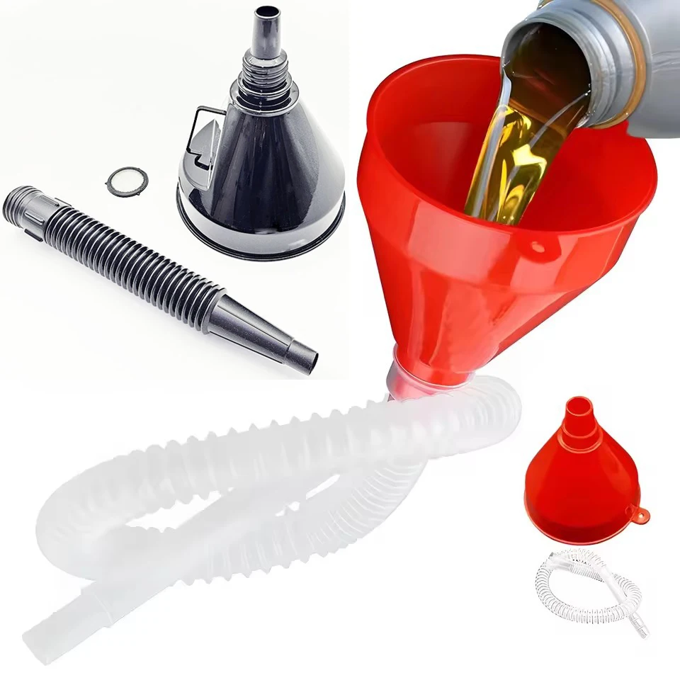 Multi Functional Flexible Automotive Fuel Pipe Hose Funnel Spill-Proof Refueling Oil Changing Tool with Wide Mouth Handle