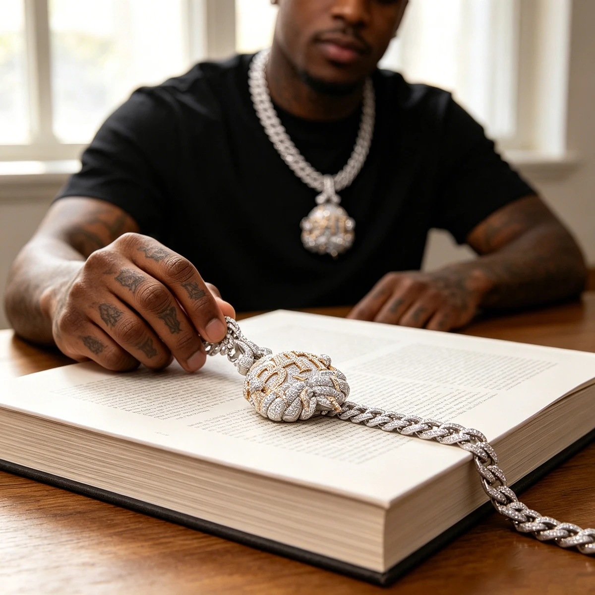 Hip Hop Pendant Necklace 18K Gold Plated Full Micro Paved Shiny Cubic Zircon Bling Heavy Duty Mens Rapper Statement Jewelry Iced Out Round 3D Number Hand Gesture Perfect Gift For Party Stage Performance Daily Street Fashion Wear Compatible With Cuban Link