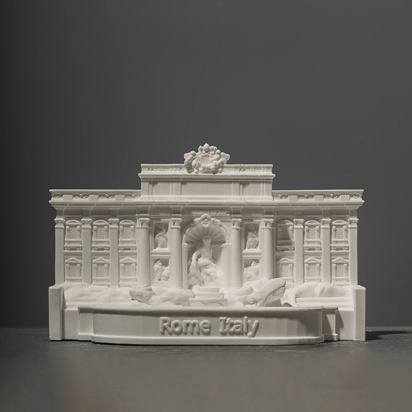 Trevi Fountain, a miniature landscape of a famous building in Rome, Italy, made of plaster/cement.