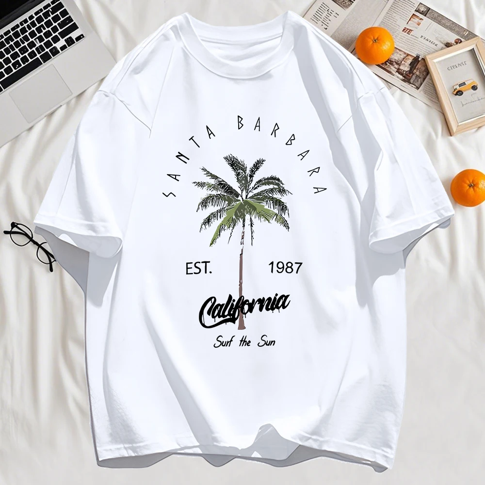 

Samta Barbara Surf The Sun Футболки с принтом Мужская дышащая хлопковая футболка в стиле хип-хоп Свободный топ Летняя мягкая мода с коротким рукавом