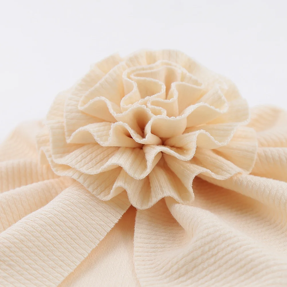 Big Blossom Flower Ribbed Turban Baby Hats Topknot Cotton Cap Toddler Boy Girl Headwraps Bonnet Newborn Beanies Kids Accessories