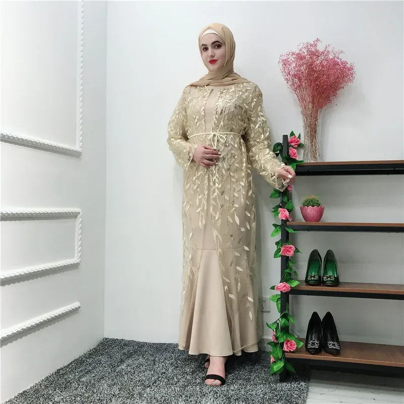 Ramadan Open Abaya Dubai Turkey Islam Mesh Kimono Cardigan Muslim Hijab Dress Kaftan Abayas For Women Caftan Pakistan Loose Robe