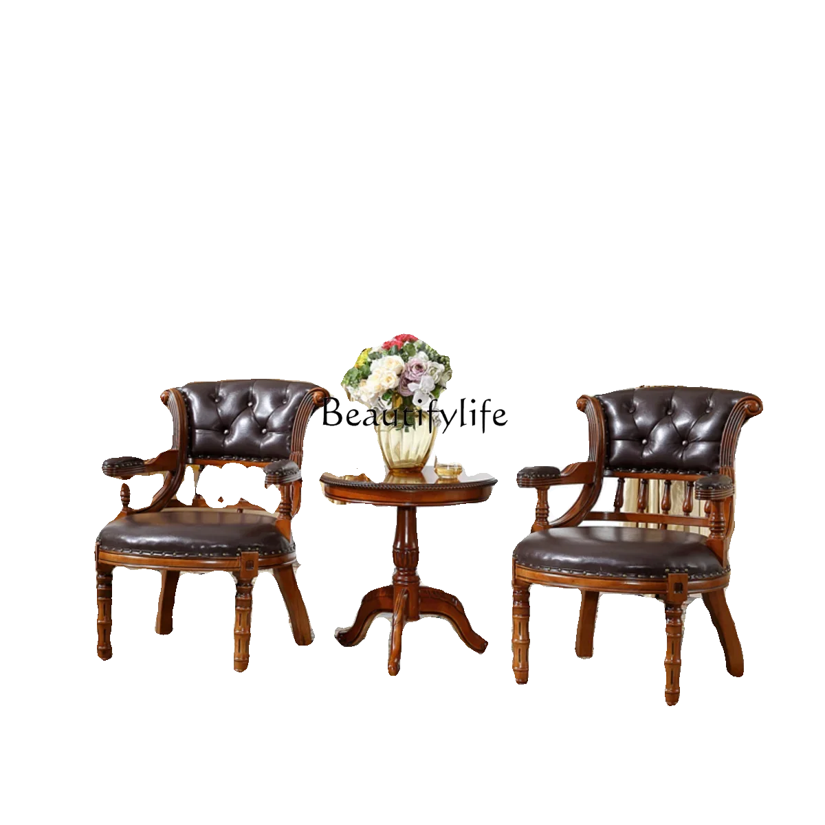 

ld14 American-style Armrest Dining Chair Solid Wood European-style Home Coffee Table Balcony Leisure Backrest Chair