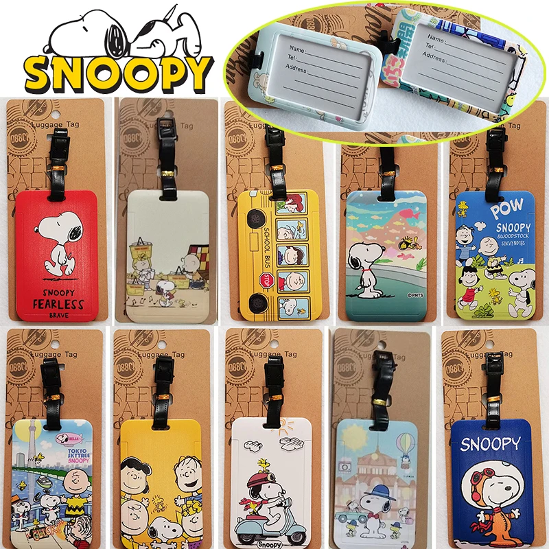 Snoopy Luggage Tag Cartoon Anime Suitcase Tag Portable Travel Cute Label ID Address Holder Identifier Label Baggage Boarding Bag