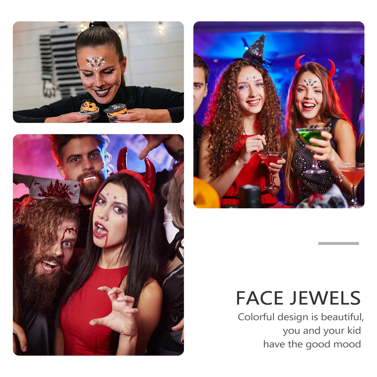 

2 Sheets Face Jewels Stickers Rhinestone Tattoos Temporary Body Tattoos Face Gems Sticker Crystal Gems Eyes Stickers Rave Party