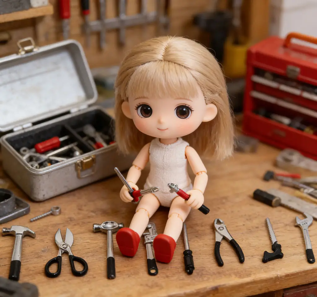 

3picecNew Arrival 1:12 Dollhouse Mini Tool Set - 8-Pack Repair Tools (Hammer/Wrench), Tiny Scene Model Props for Dollhouse Decor