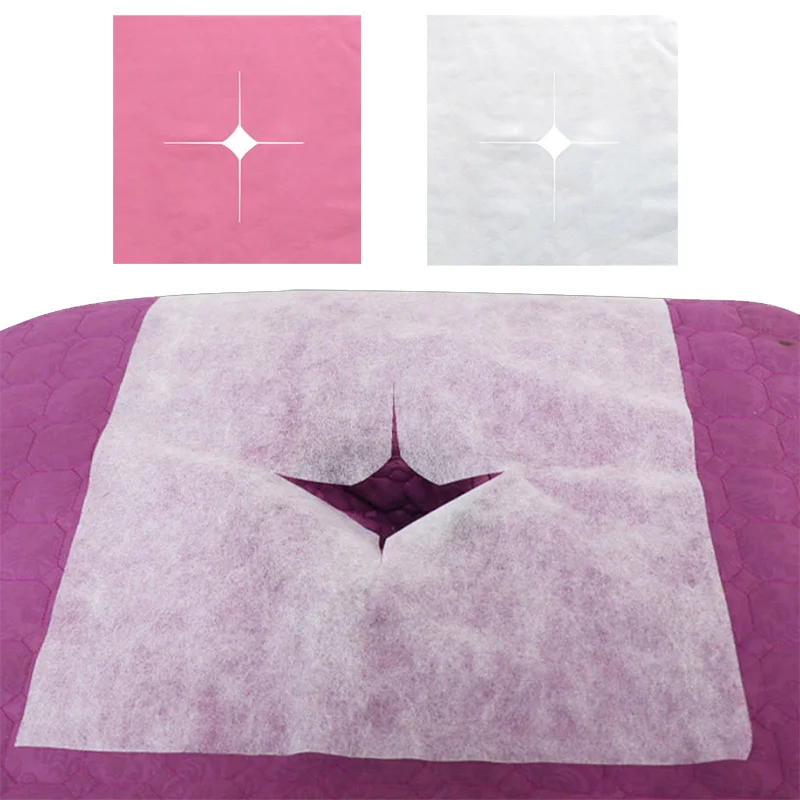 100Pcs Disposable Spa Massage Pad Square Towel Non-woven Fabric Massage Accessories Beauty Salon Portable Hole Cover