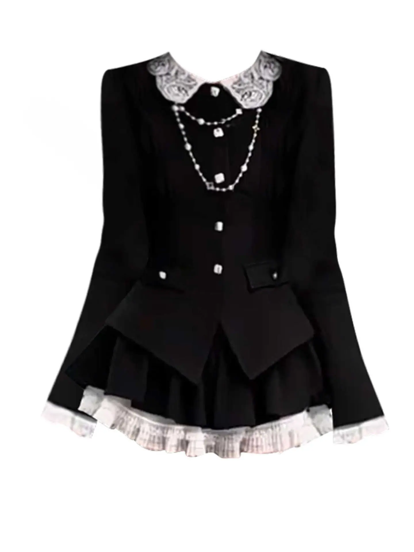 

Комплект Ele Color Blo: Женский модный весенний новый костюм с юбкой с высокой талией и топом с длинными рукавами, высокое качество, корейский стиль, две части