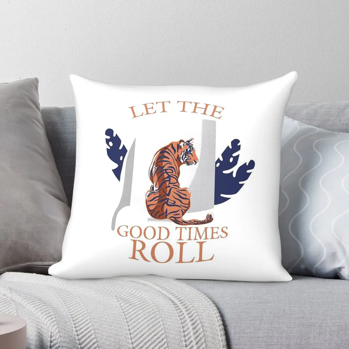 Let The Good Times Roll Square Pillowcase Polyester Linen Velvet Pattern Zip Decorative Home Cushion Cover 45x45