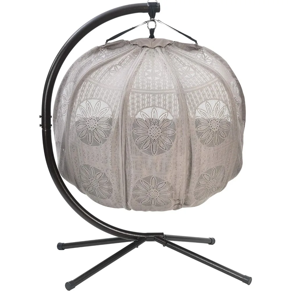 Hanging Pumpkin Loveseat Dreamcatcher With Stand Swing Set Black/Sand Cover Garden Swinging Chair Terrace and Garden Balancin