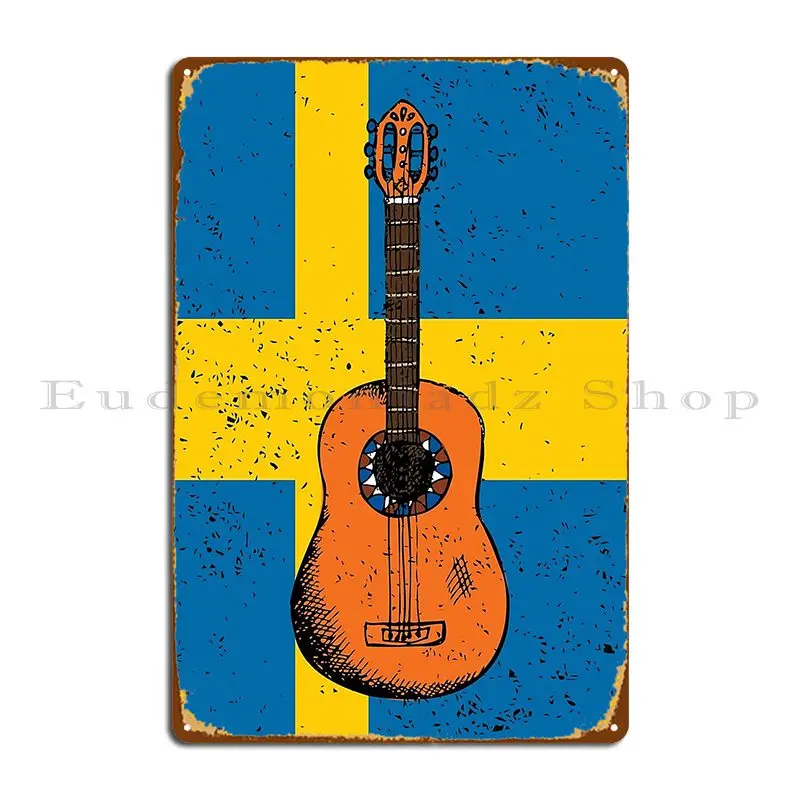 Country Music Retro Vintage Guitar Sweden Metal Sign Bar Create Design Personalized Cinema Tin Sign Poster