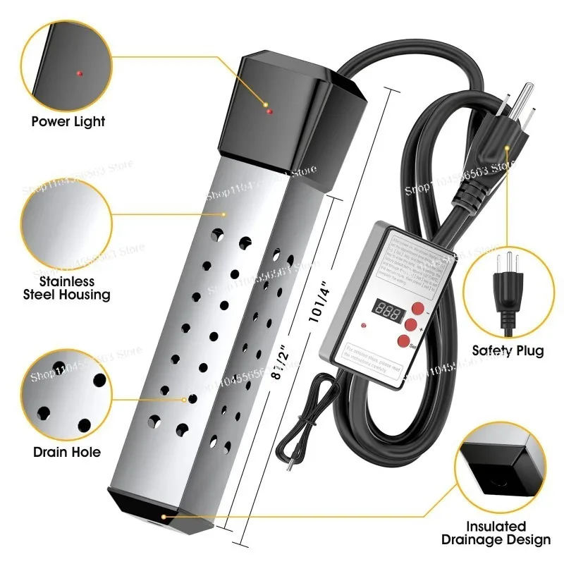 110V/220V 2000W Electric Heater Boiler Water Heating Elements Portable Immersion Thermostatic Heater for Bathroom Swimming Pool