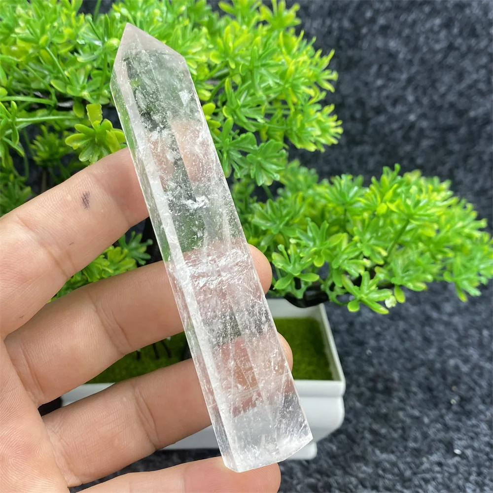 Natural Gemstone White Crystal Clear Crystal Quartz Obelisk Tower Reiki Healing Crystal Wand Healing