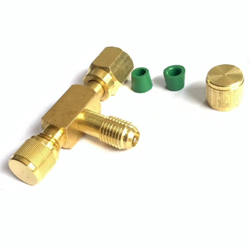 NOCM T-Adapter Met Draaibare 1/4 SAE Buitendraad Fittings Nieuwe Pomp Massief Messing Koeling Service Klep