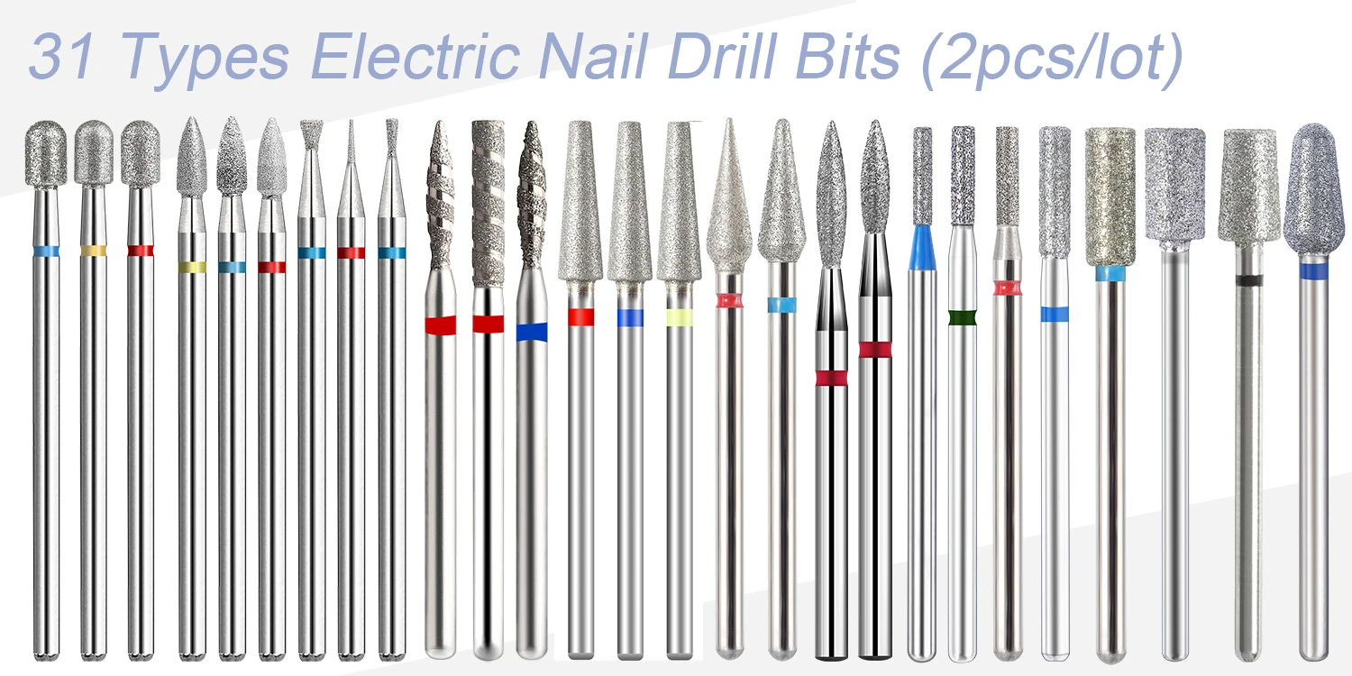 2 teile/los Diamant Nagel Bohrer Fräser Rotary Grat Häutchen Sauber Bits Gerät für Maniküre Nagel Dateien Kunst Werkzeuge – Detail 1
