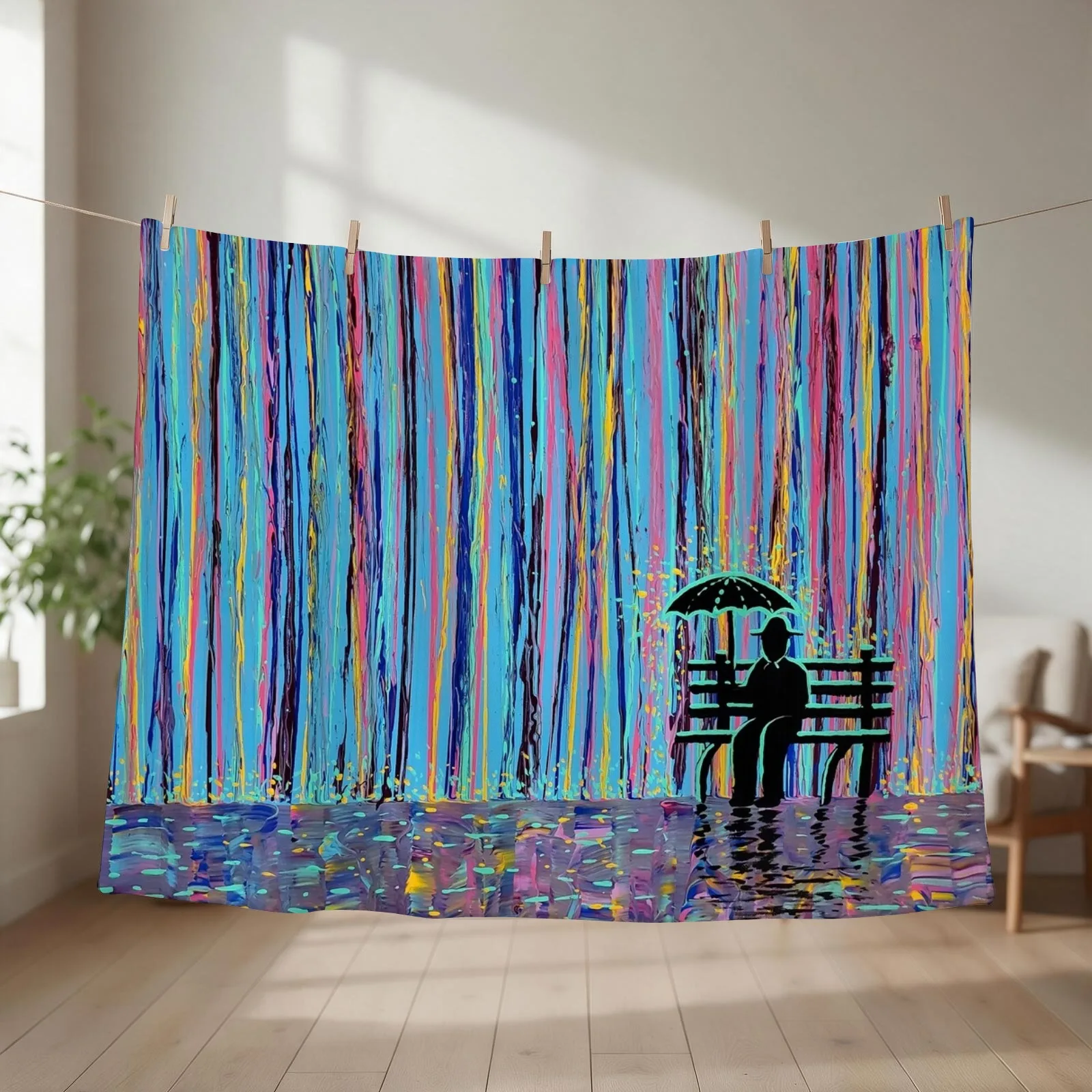 Acid Rain #3 - (MUCH LARGER REMAKE OF ORIGINAL) Throw Blanket couch cozy soft plush fuzzy picnic outdoor blanket