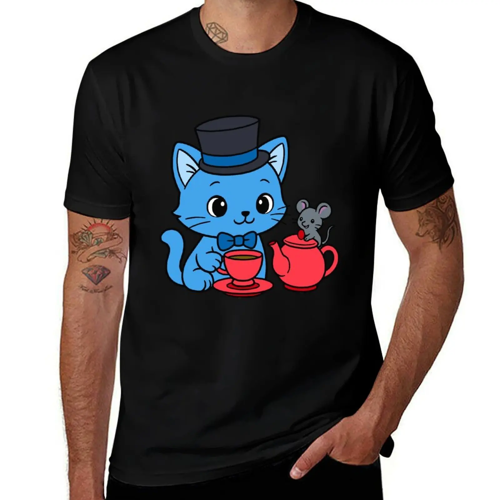 

Kitty Tea Party - Color - Blue T-Shirt rapper graphic tees summer shirt anime figures mens graphic t-shirts pack