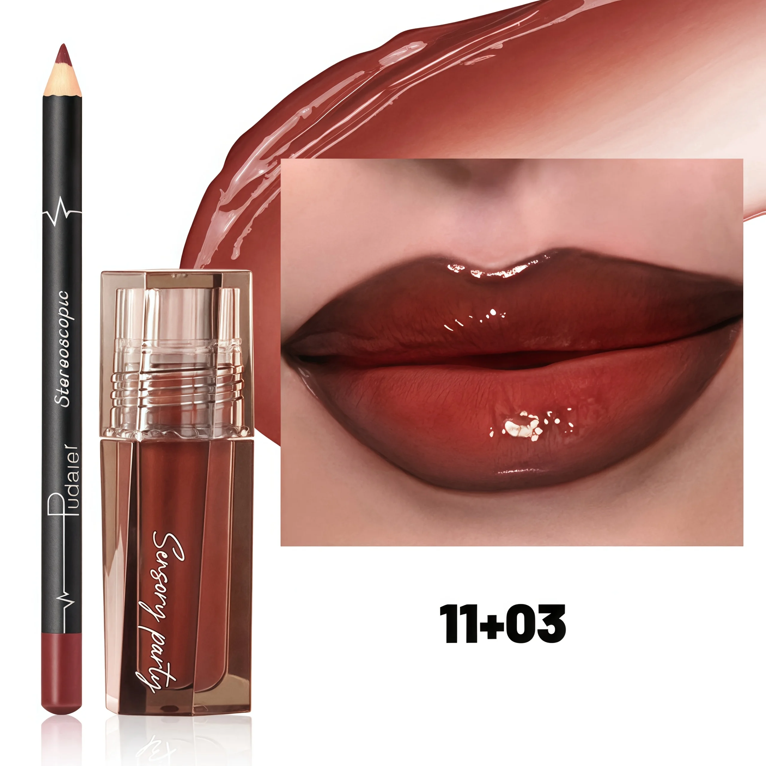 Ensemble de brillant à lèvres et crayons à lèvres, hydratant et hydratant, imperméable et durable, recommandation du cadeau de la Saint-Valentin