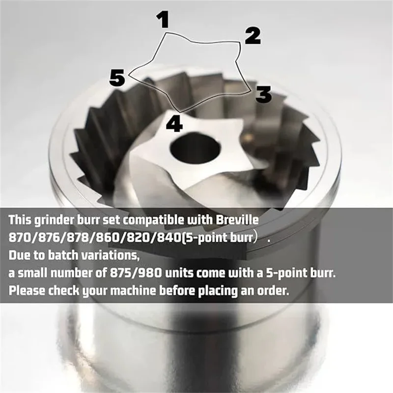 Stainless Steel Conical Burr Set with 10pcs Wool Felt Seal Gasket Fit Breville Sage 870/876/887/860/820/840 Coffee Grinder view 2