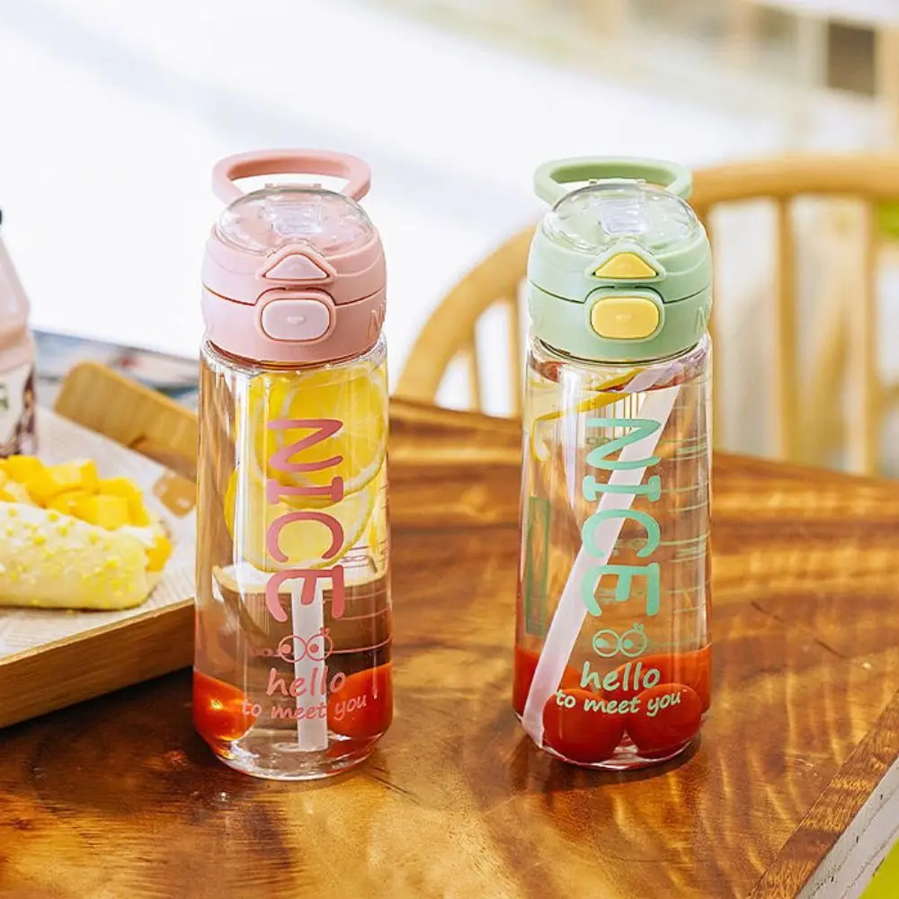 Straw Plastic Water Bottle Large Capacity High Temperature Resistance Plastic Water Cup Fall Prevention PP Straw Water Bottle