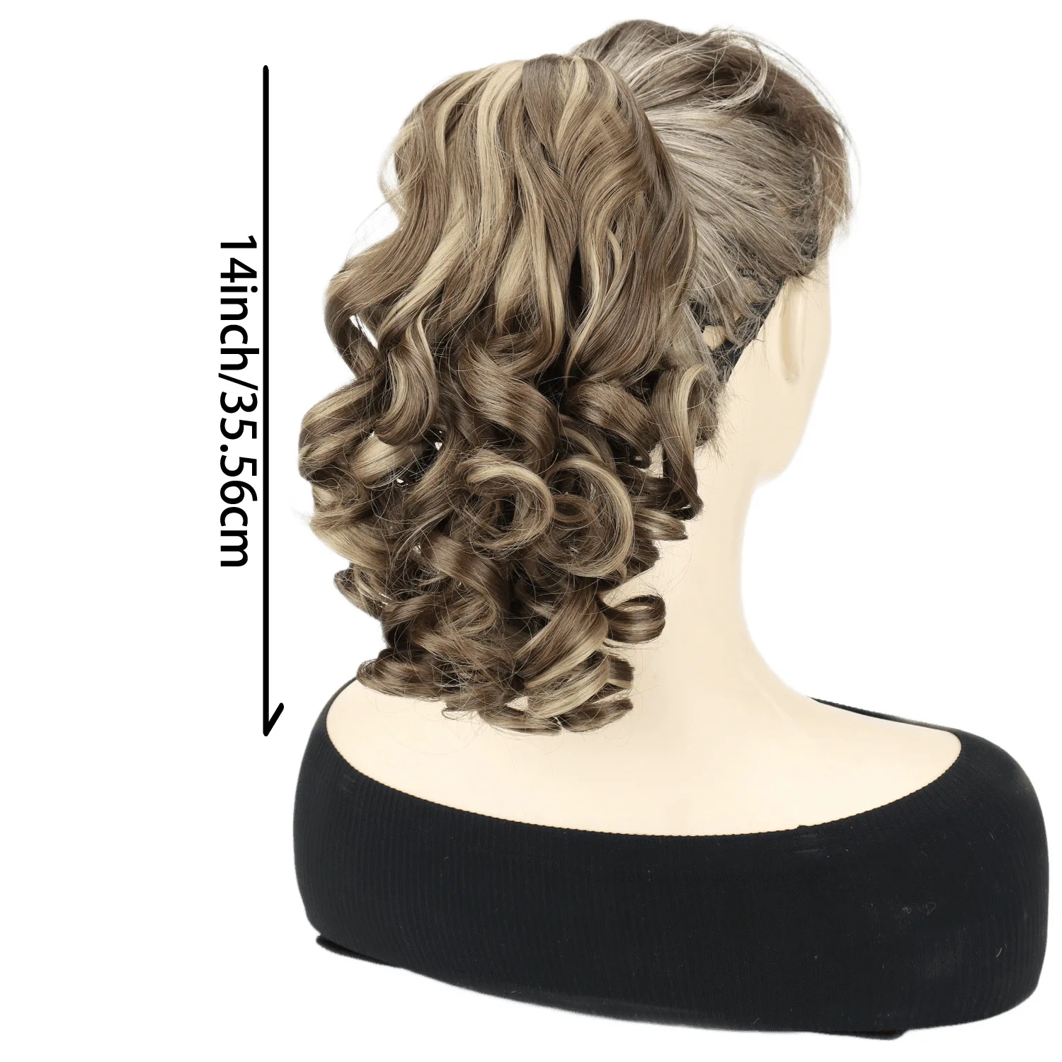 14 Inch Body Wave Claw Clip Ponytail Synthetic Hair Extensions Glueless Curly Ponytail Wig For Women Cosplay Heat Resistant Fake