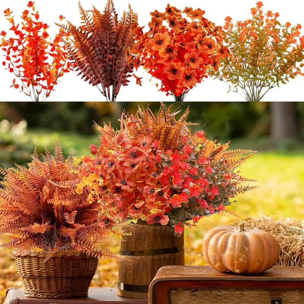 

Fall Fake Plants Fake Outdoor Plants Realistic Fall Artificial Flower Arrangement for Home Office Wedding Party Table Decor S9A6