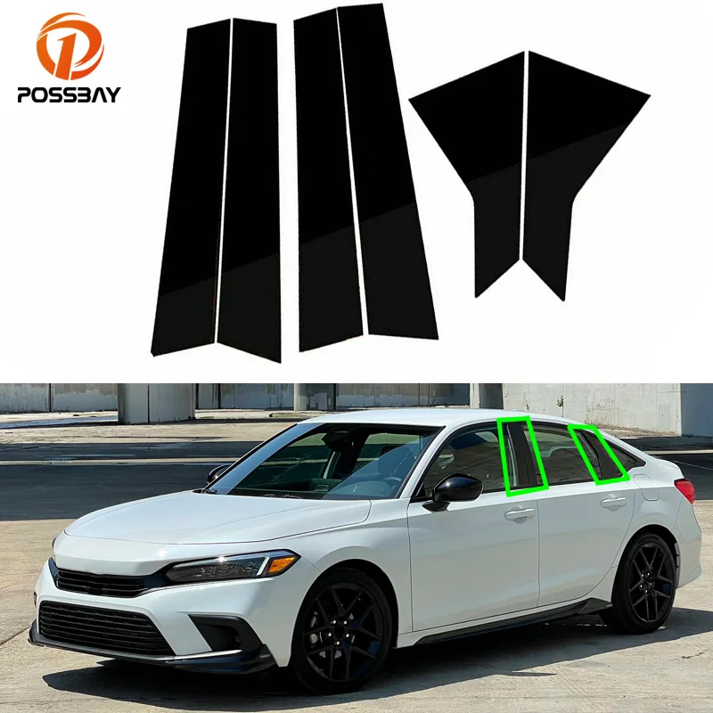 

Car Polished Pillar Posts Window Door BC Column Sticker Trim Decal Cover for Honda Civic Sedan 2022-2023 Exterior Parts