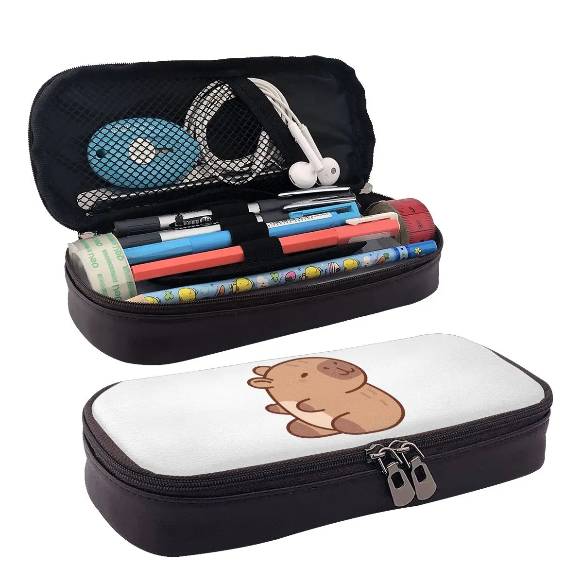 

Кожаный пенал с милыми животными и мультяшной капибарой (7) для подарков студентов, коробка для ручек, сумка-карандаш, канцелярские принадлежности, сумка-держатель для ручек