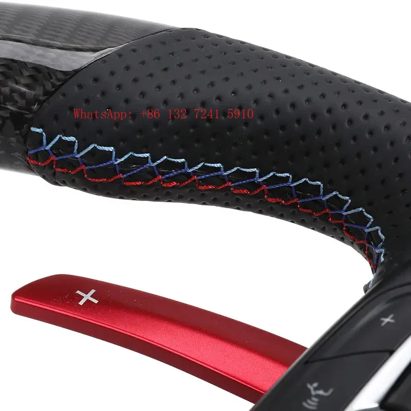 Hongsheng Half Peorated Leather Carbon Fiber Flat Bottom Steering Wheel for  F10 F22 F30 M3 F80 M4 F82 M2 F87 E70 E90 E92