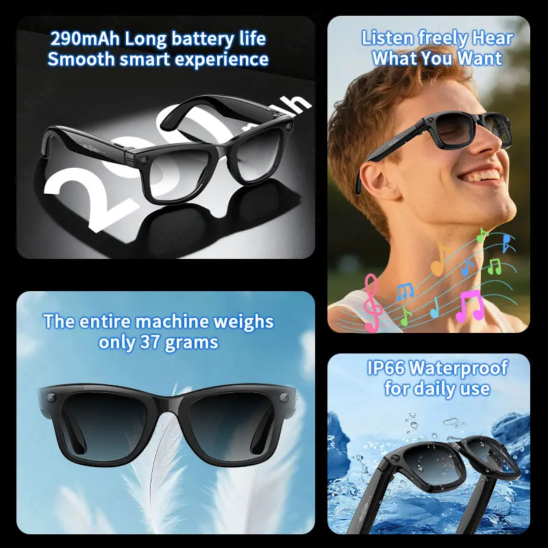 LIGE 500 Вт HD AI умные очки фотохромная многофункциональная камера Bluetooth вызов музыкальный плеер голосовой помощник переходные солнцезащитные очки