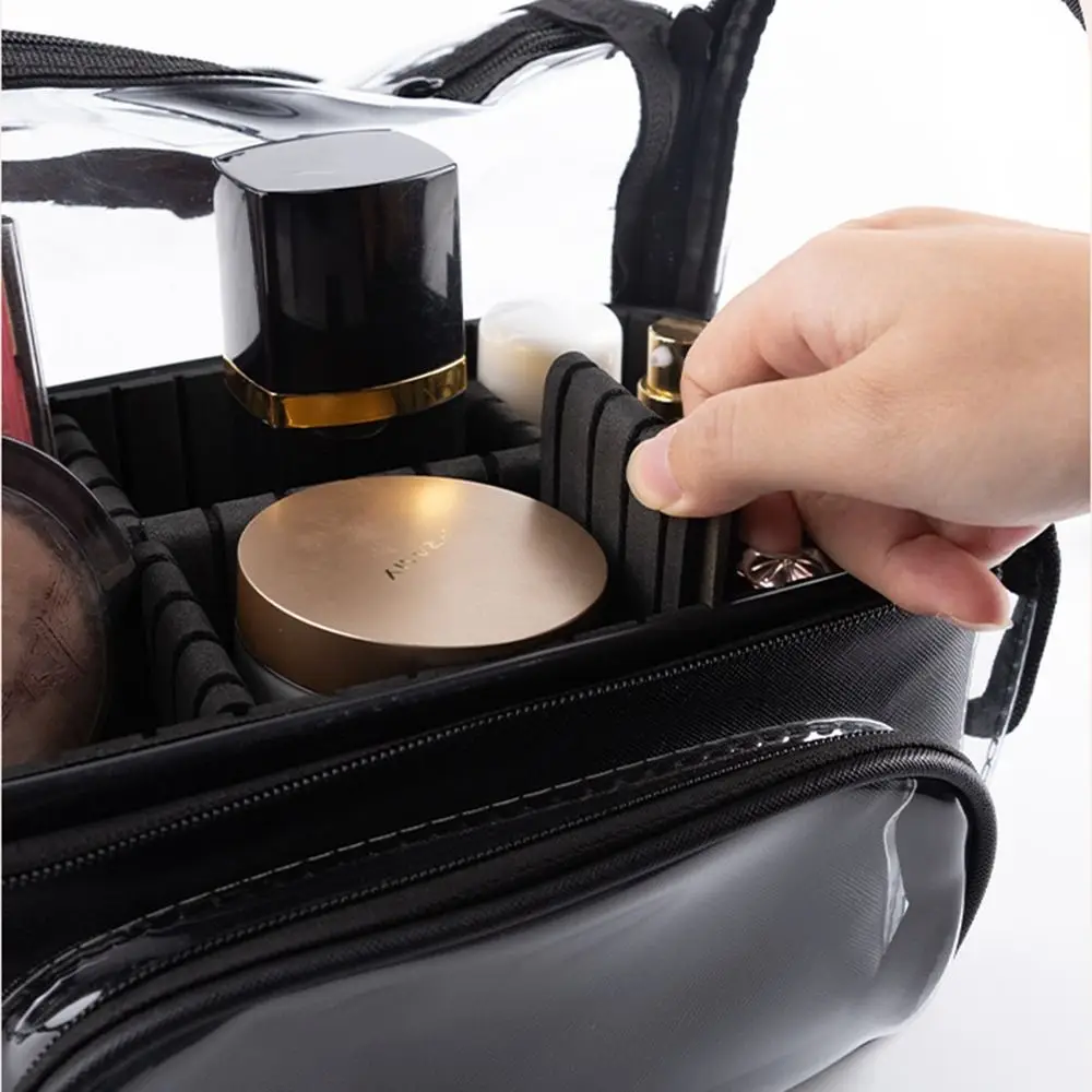 Adjustable Strap Portable Cosmetic Bag Clear Large Capacity Makeup Tools Organizer Detachable Portable Ladies Makeup Handbag