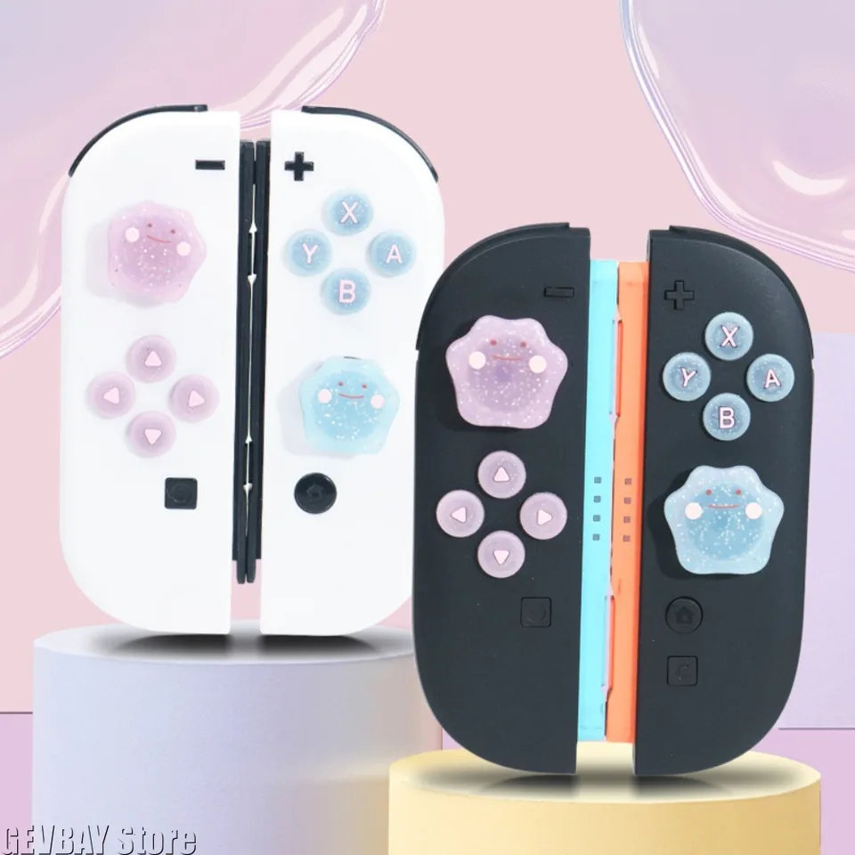Funda de silicona con brillos para botones D-pad, ABXY y joystick para Switch 2/NS Oled Joy-con 5