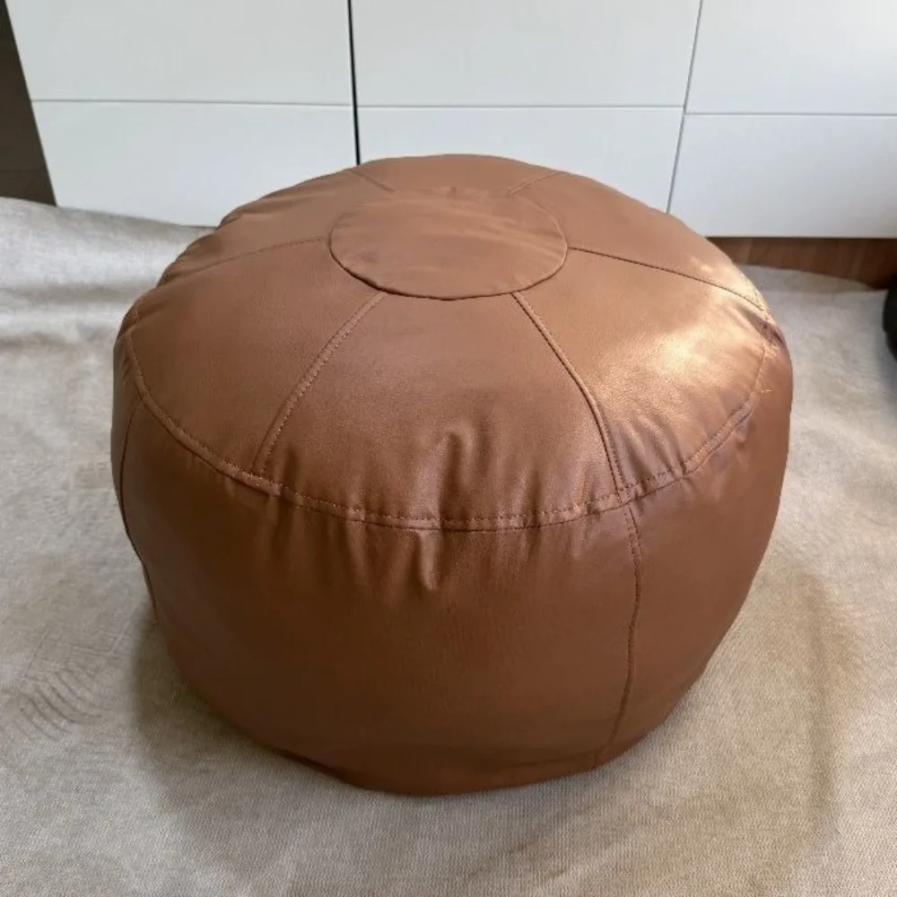 Space Saving PU Leather Seat Cushion Cover Large Capacity Minimalist Leg Bench Cover Waterproof Round Storage Bag Entryway