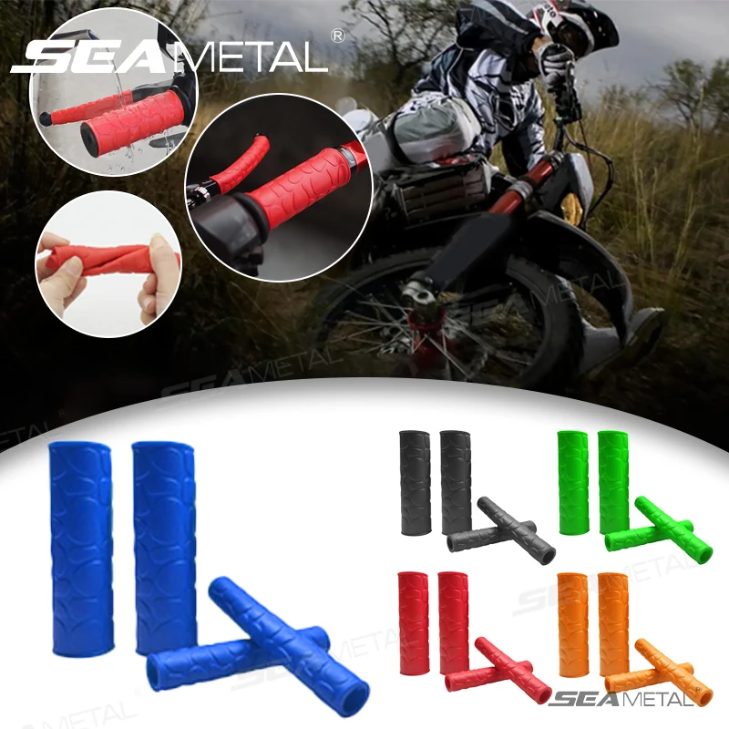 SEAMETAL 4Pcs Motorcycle Handlebar Grip Sleeve Rubber Anti-Slip Motorbike Handle Cover Brake Clutches Lever Protector Sleeves