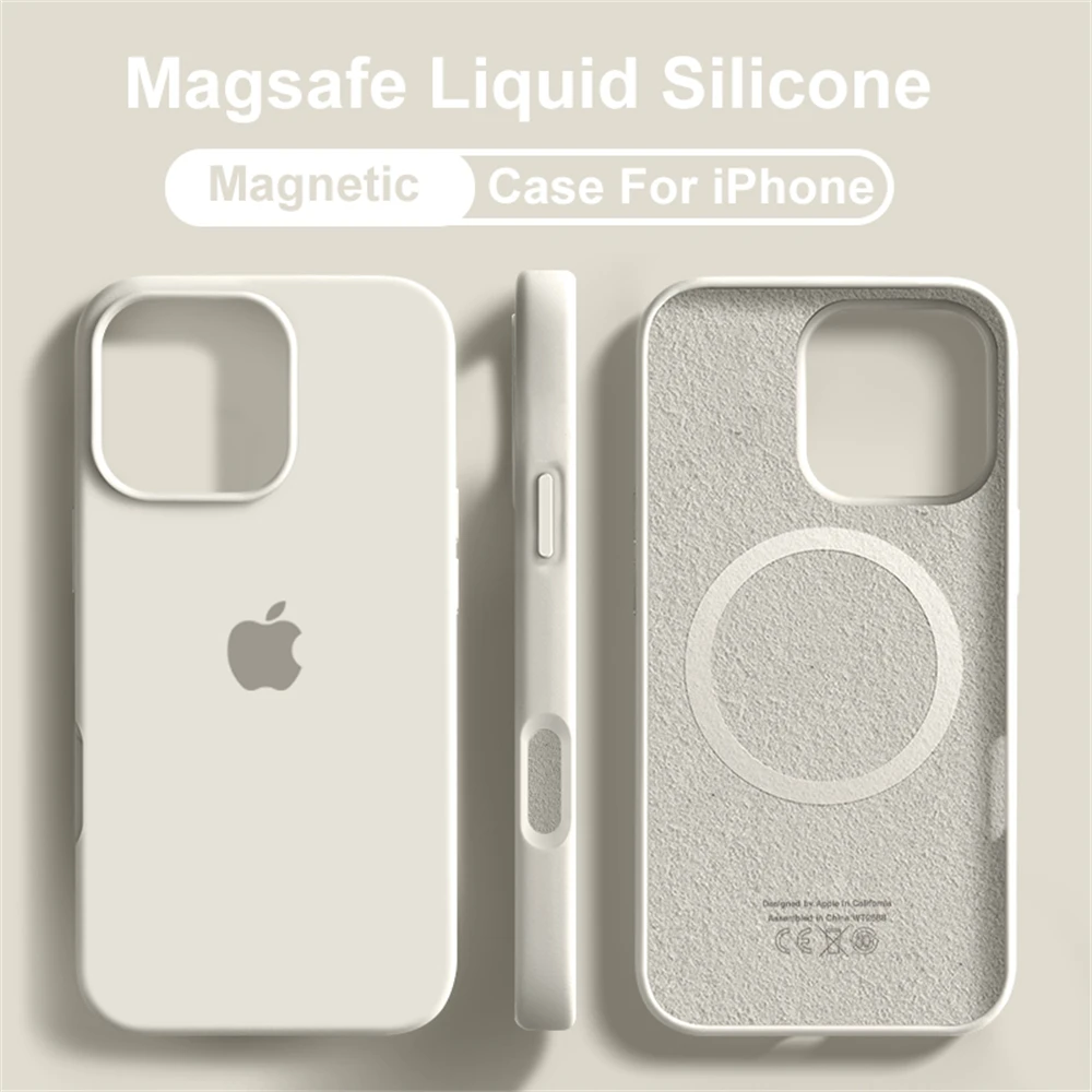 Original Magsafe Magnetic Liquid Silicone Soft Case for Apple iPhone 16 15 13 14 Pro Max Wireless Charging Full Logo Phone Cover