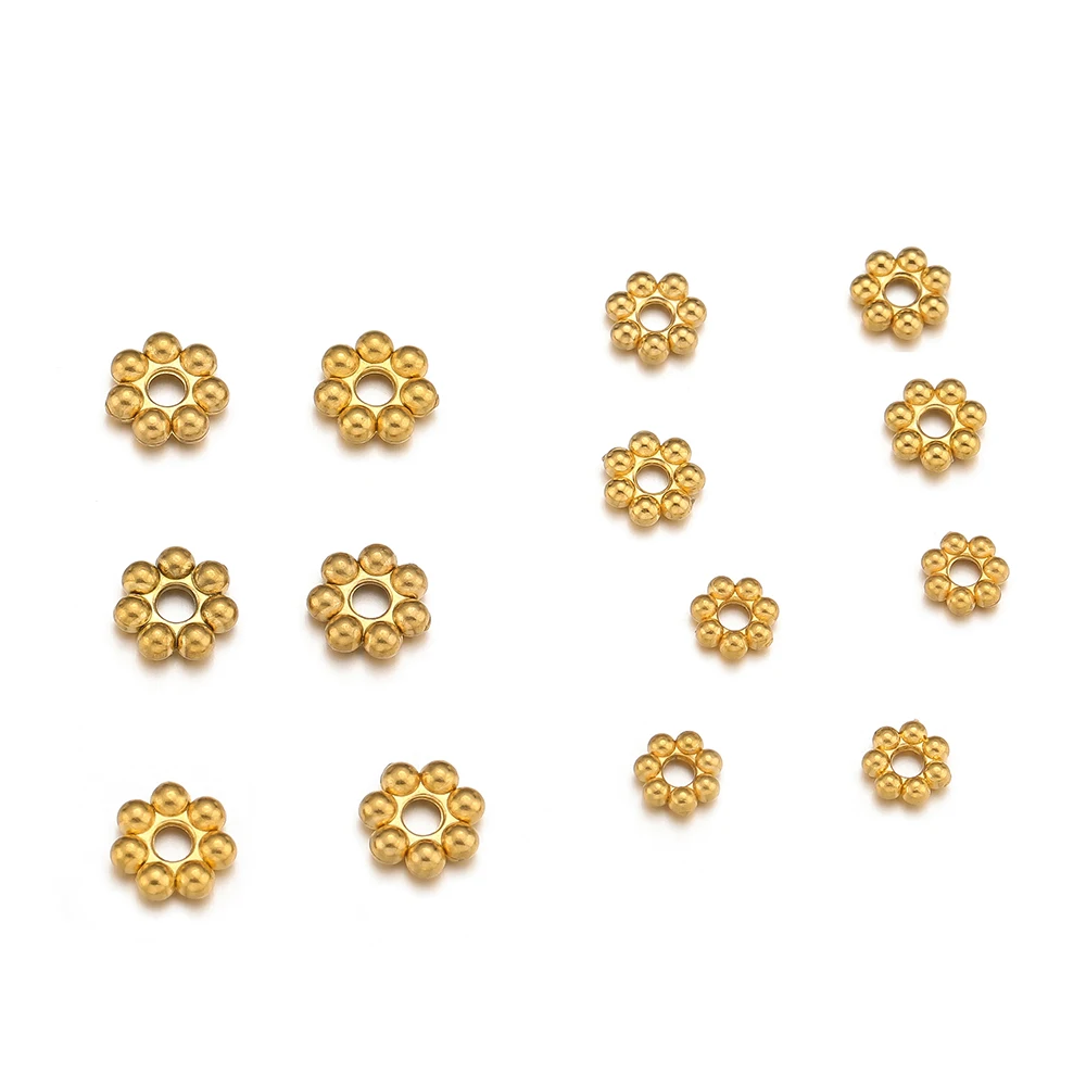 50pcs Stainless Steel Flower Shape Loose Spacer Beads for DIY Jewelry Making Bracelet Necklaces Findings Accessories Supplies - Image 4