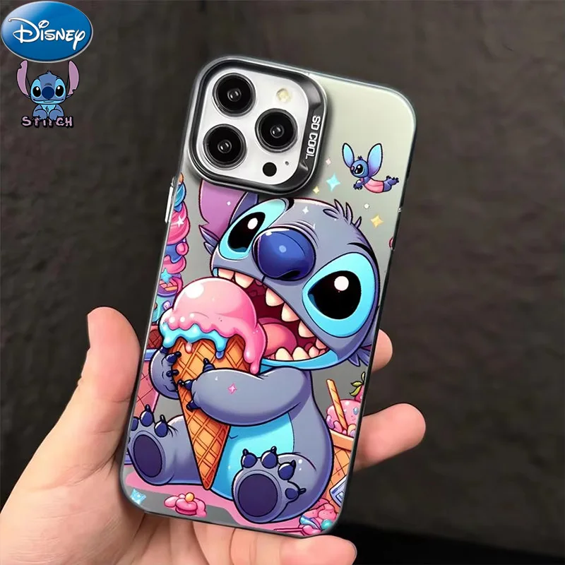 Disney Accessories Stitch Phone Case for Apple Iphone 15 11 16 13 14 Pro Max 12 15 Plus Matte Lens Protect Plating Phone Cover