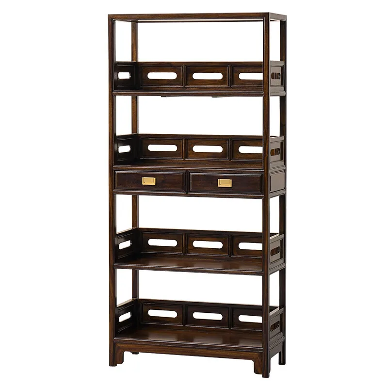 

LMM multi-layer floor living room rack solid wood storage display rack office