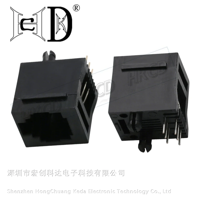 5pcs HKCD 6P6C RJ45 PCB Mount Jack, Right Angle Through Hole Ethernet Socket Connector for Network Equipment