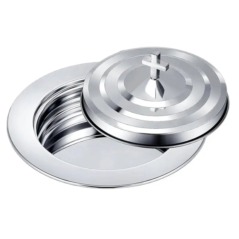 

Трендовый набор для Святого Причастия 2025 года: поднос с крышкой, 2 тарелки, набор для причастия, тарелки-подносы из нержавеющей стали для церквей, поднос для Святого Причастия с крышкой