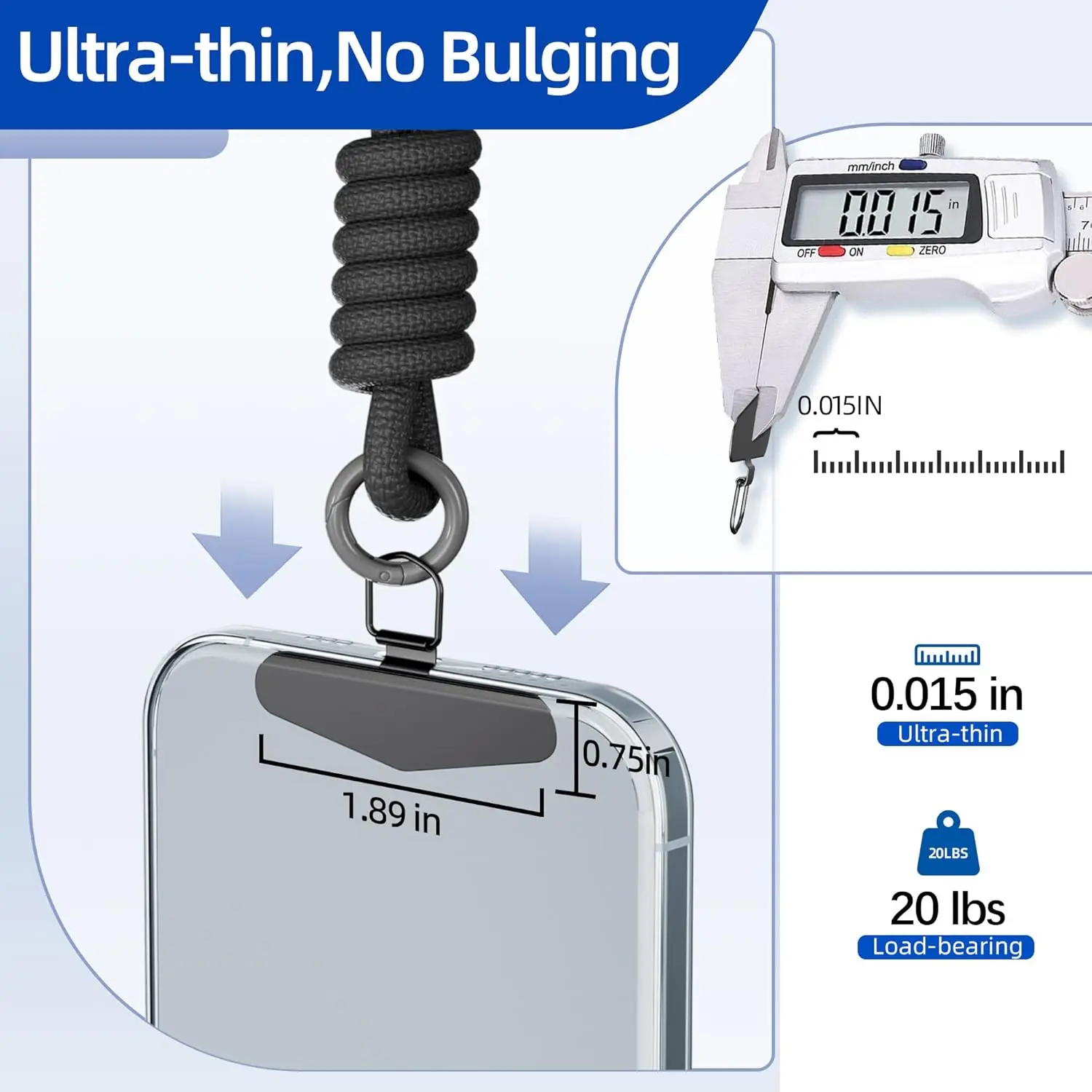 Universal Phone Lanyard Gasket Patch Stainless Steel Durable Mobile Phone Rope Accessories Metal Card Clip Strap Hang Cord Tabs view 5