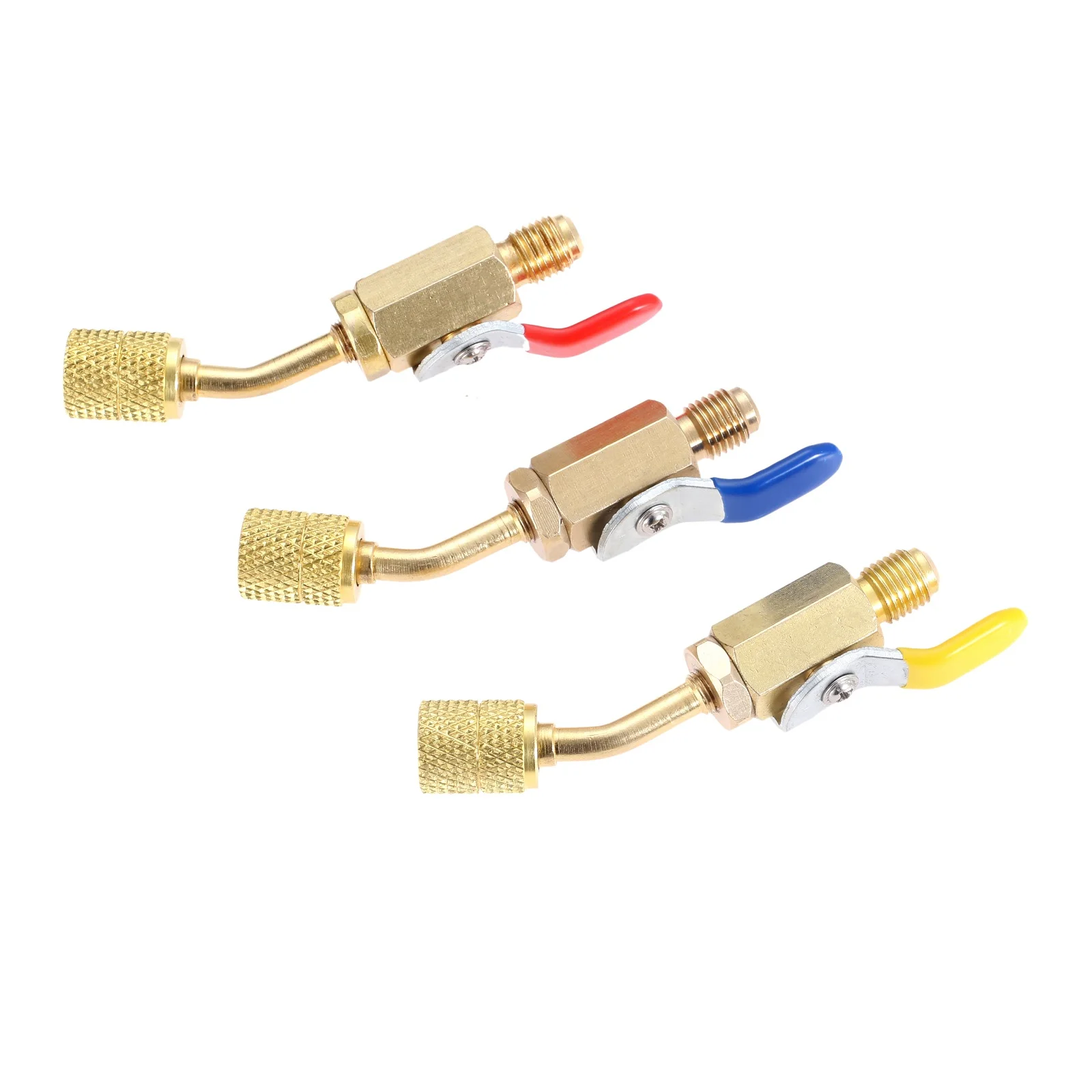 

R410A 5/16 SAE Female To 1/4" SAE Male,45 Degree Angled Manual Shut-Off Ball Valve Adapter,for HVAC Air Conditioning Refrigerant