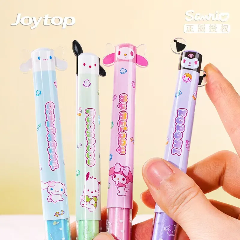 

4 шт./лот Sanrio Mymelody Kuromi Cinnamoroll Pochacco гелевая ручка 2 в 1 0,5 мм черная, красная многофункциональная гелевая ручка канцелярские принадлежности детский подарок