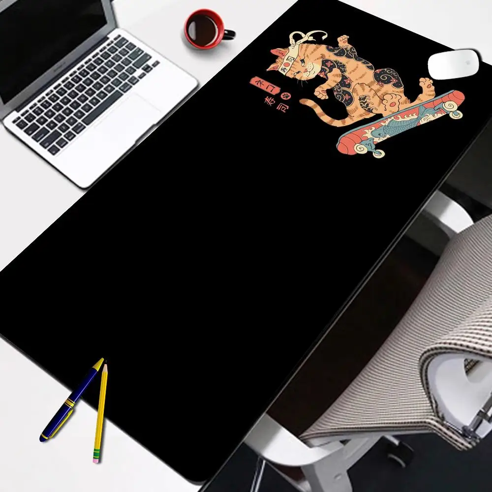 

Gaming Mouse Pad Japanese Cat HD Print Large Mousepad XXL Simple Desk Mat For Gamer Desktop Decoration Lock Edge Big Mause Mats