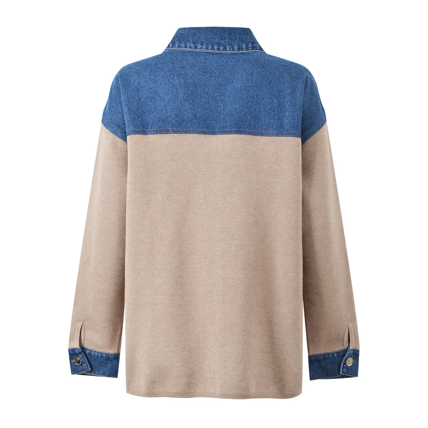 High-End Version European Sle Women's Denim Jaet Color Blo Collar Stand up Top Vintage ort Outerwear