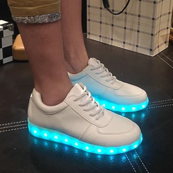 USB Charger Glowing Sneakers Boys LED Luminous Shoes Girls Breathable Sport Shoes Children Led Casual Shoes Size 34-46