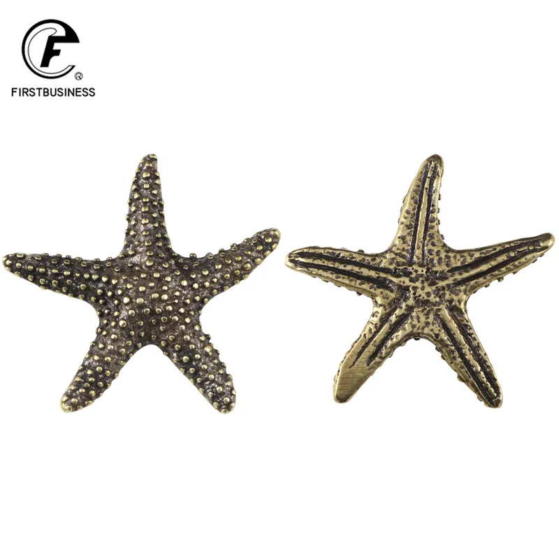 Wholesale Brass Starfish Statue Home Furnishing Ornaments Copper Animal Miniature Figurines Desktop Decoration Accessories