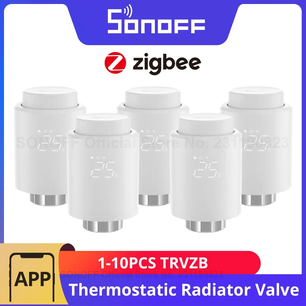 1-6PCS SONOFF TRVZB Zigbee Thermostatic Radiator Valve Smart Home eWeLink App Remote Control Works with SONOFF ZB Bridge-P