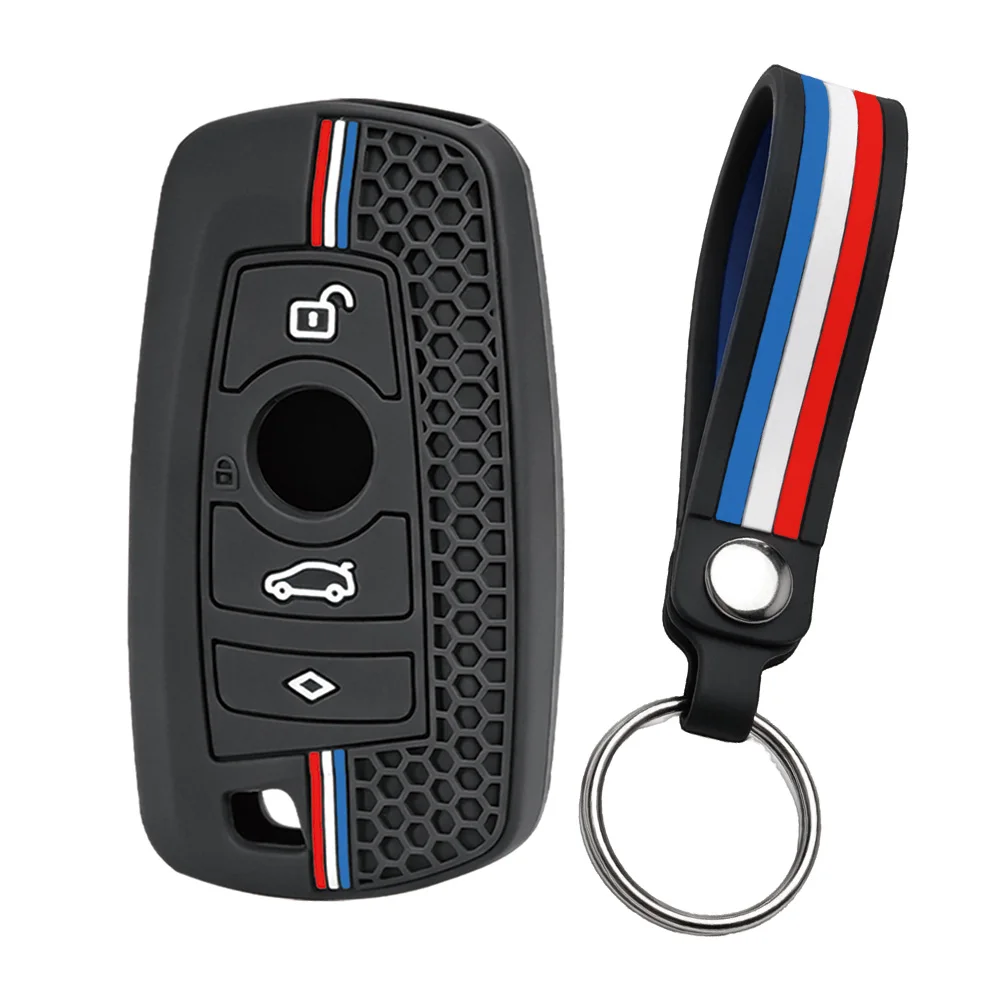 For BMW 1 2 3 4 5 6 7 Series X1 X2 X3 X4 X5 Silicone Remote Shell With Soft Finger Loop And Key Ring