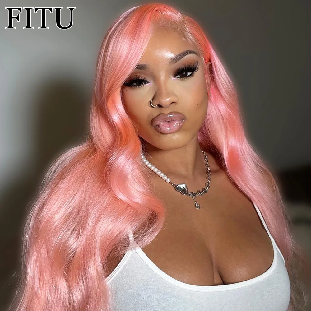 

Transparent 13x4 Lace Front Human Hair Wigs Light Pink Body Wavy 613 Colored Straight 13x4x1 T Part Brazilian Remy Hair Wig